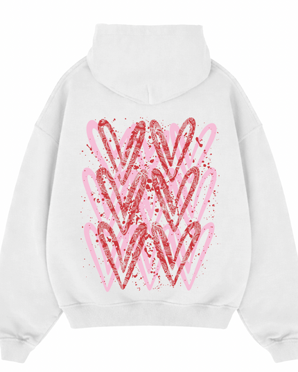 Pink/Red Paisley Heart Printed  Hoodie Kids