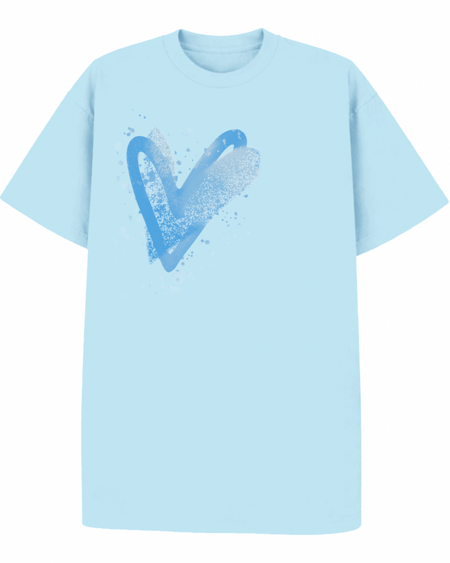 Blue Scatter Heart Printed T-shirt Adult