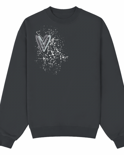 Grey Heart Printed Sweatshirt Adults