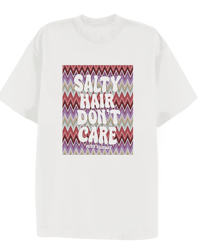 Salty Hair Don't Care Printed T-shirt Adult