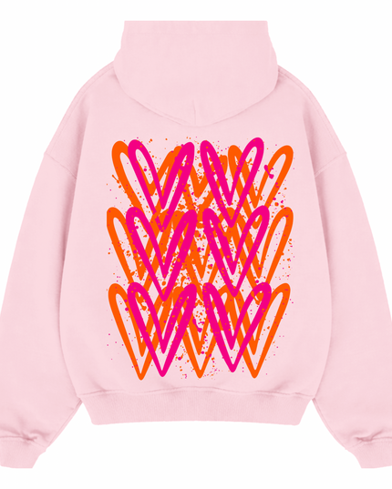 Neon Heart Printed Hoodie Adults