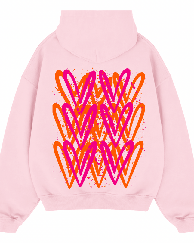 Neon Heart Printed Hoodie Kids
