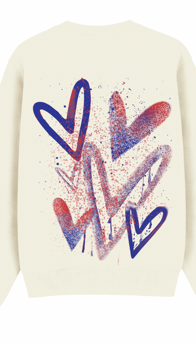 Red/Royal Scatter Heart Printed Sweatshirt – additional view