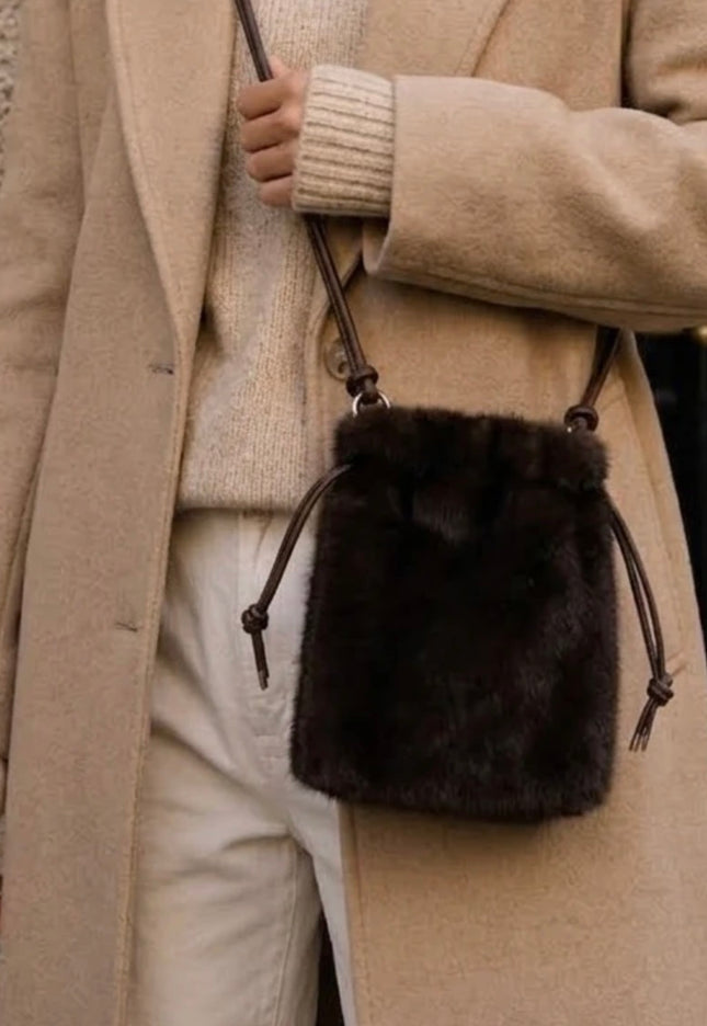 Faux Fur Crossbody Brown