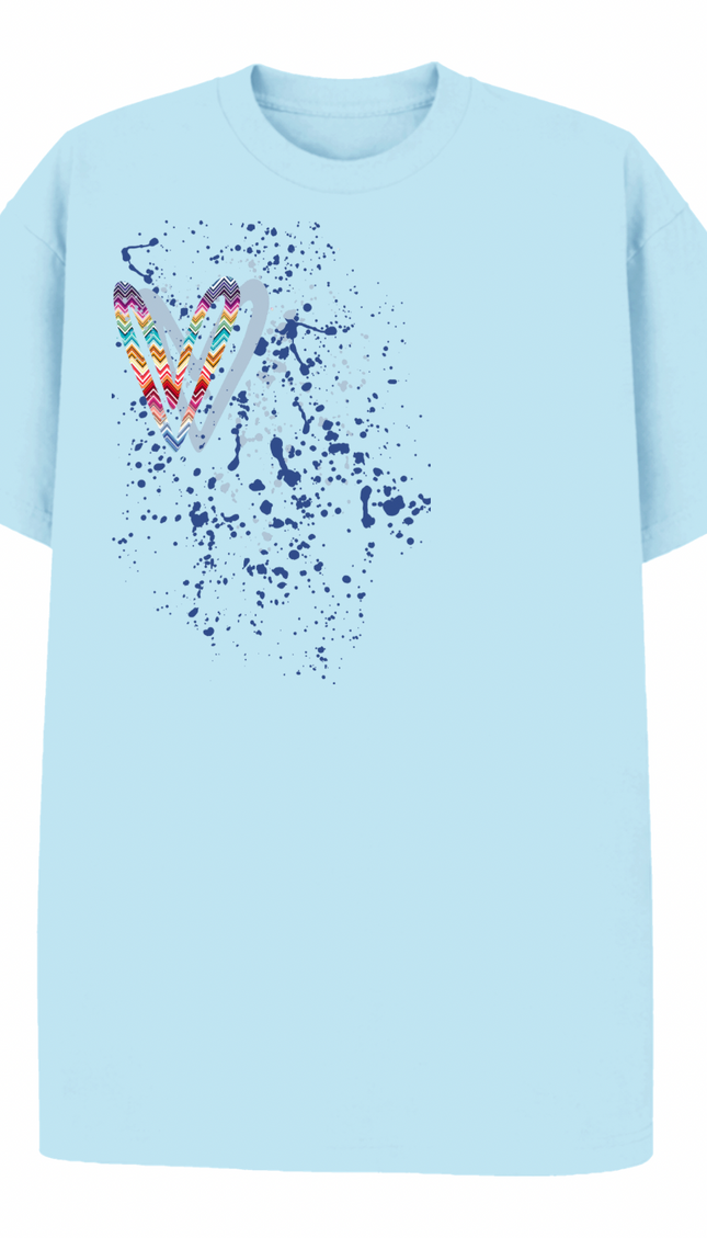 Multicoloured Zig Zag Heart Printed T-shirt – image 8
