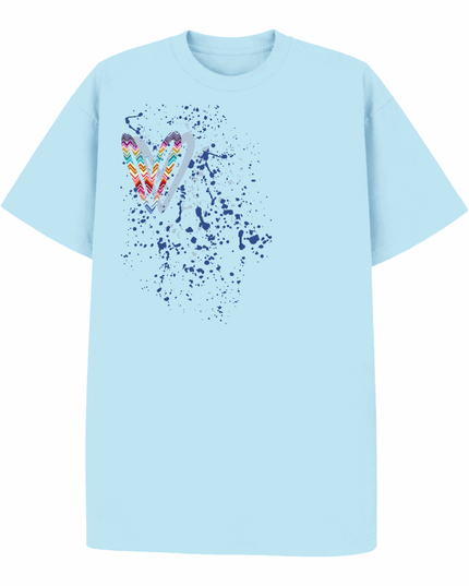 Multicoloured Zig Zag Heart Printed T-shirt Kid