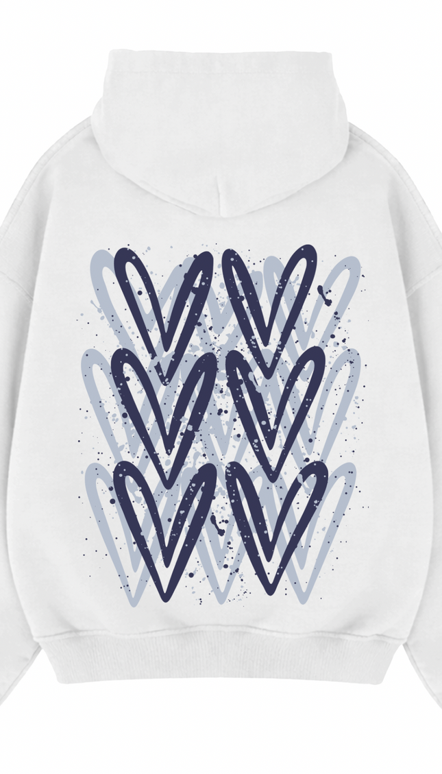 Navy Blue Heart Printed Hoodie – image 7