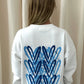 Royal Blue Heart Graffiti Sweatshirt White