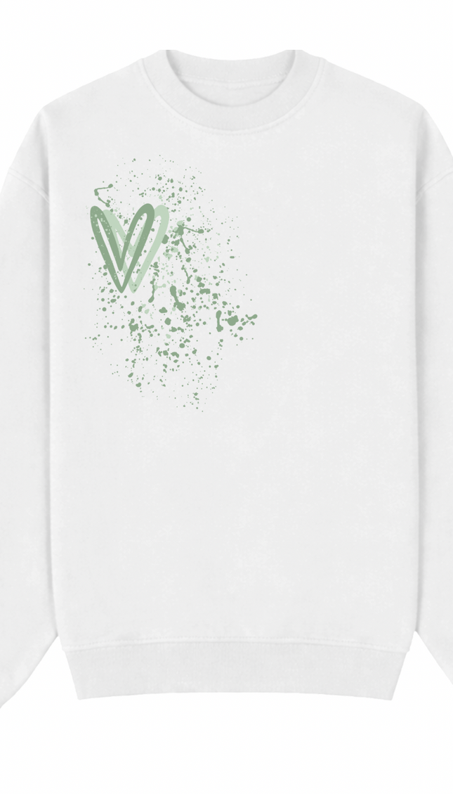 Sage Green Heart Printed Sweatshirt – image 4