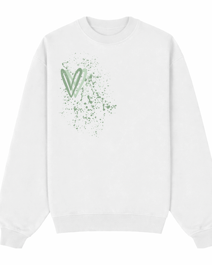 Sage Green Heart Printed Sweatshirt Kids