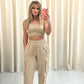 Leopard Print Heart Graffiti Cargo Co ord Beige