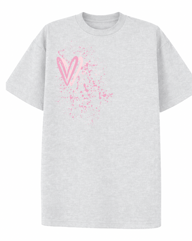 Pink Heart Printed T-shirt Adult
