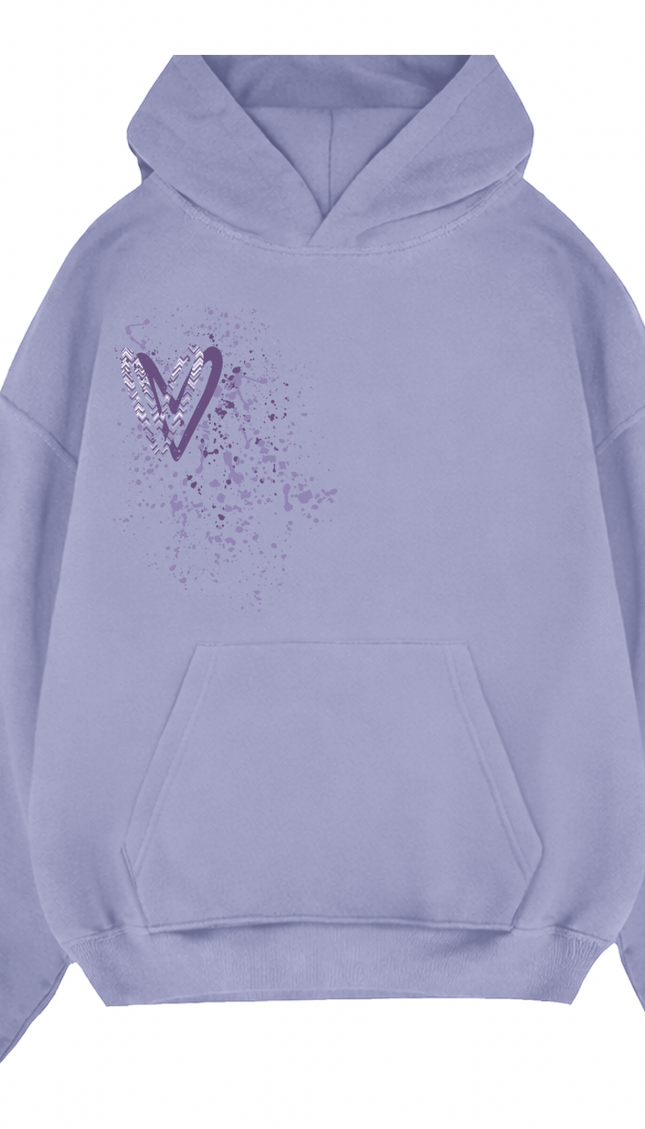 Lilac Zig Zag Heart Printed Hoodie – image 8