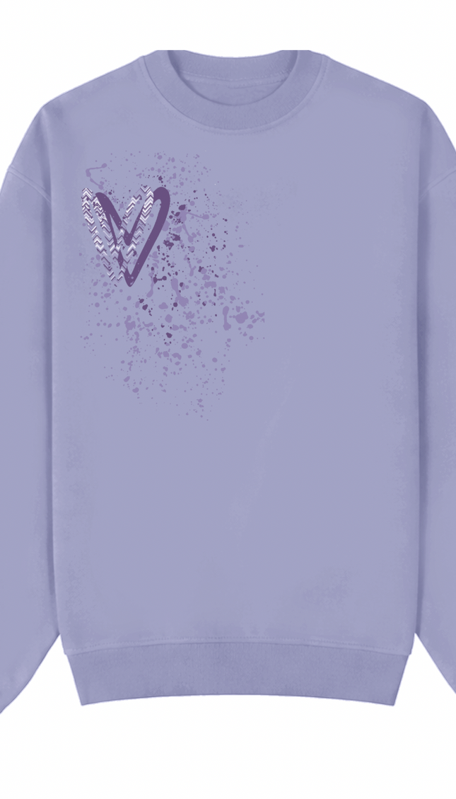 Lilac Zig Zag Heart Printed Sweatshirt – image 4