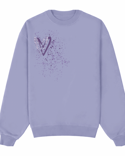 Lilac Zig Zag Heart Printed Sweatshirt Adults