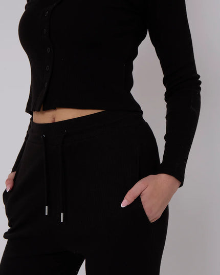 Button Loungewear Co ord Black