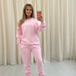 Pink Heart Graffiti Sweatshirt Tracksuit Pink