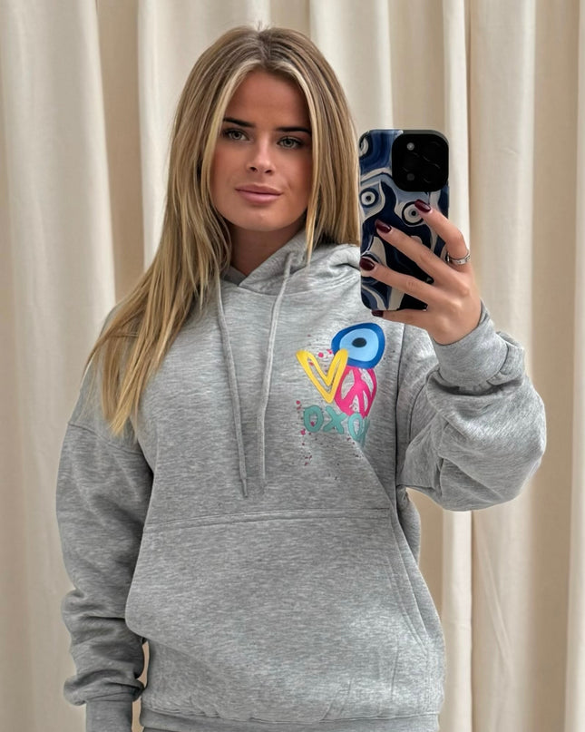 XOXO Graffiti Hoodie Grey