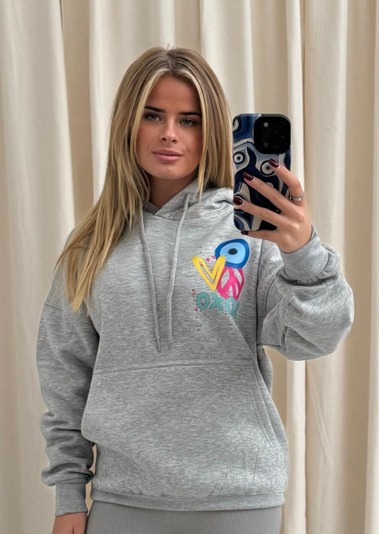 XOXO Graffiti Hoodie Grey