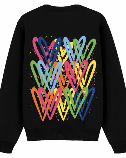 Multicoloured Heart Printed Sweatshirt Adults