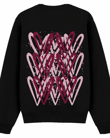Burgundy Heart Printed Sweatshirt Kids