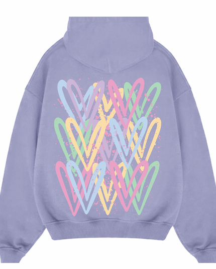 Pastel Heart Printed Hoodie Adults