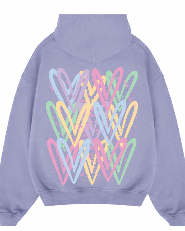 Pastel Heart Printed Hoodie Kids