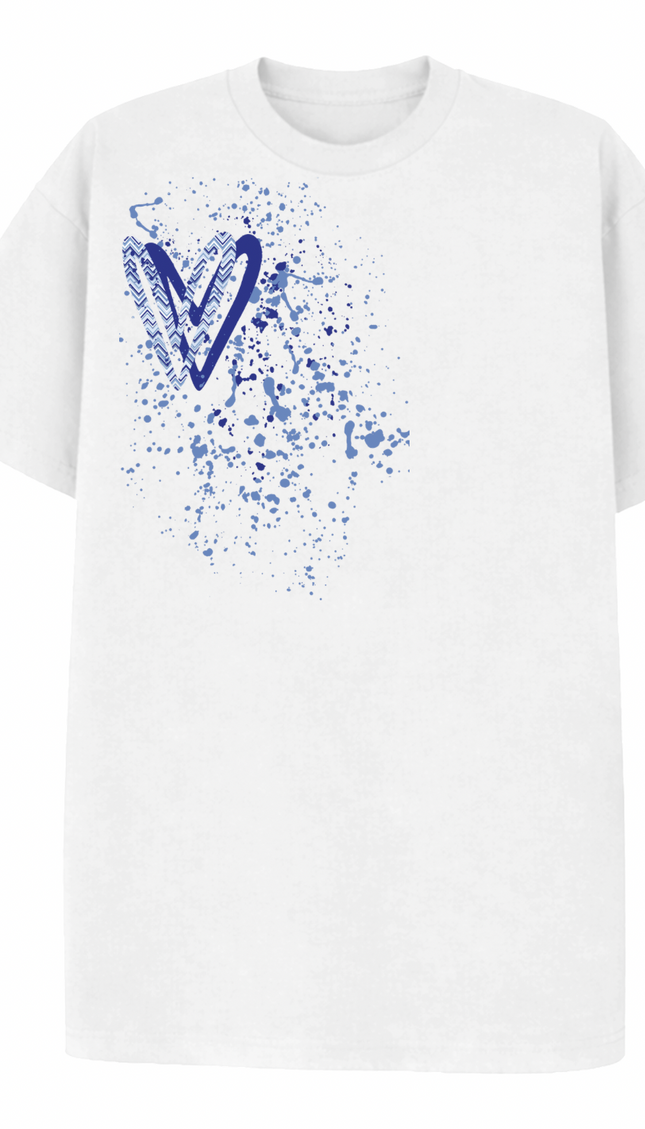 Royal Blue Zig Zag Heart Printed T-shirt – image 4
