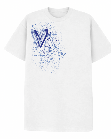 Royal Blue Zig Zag Heart Printed T-shirt Adult