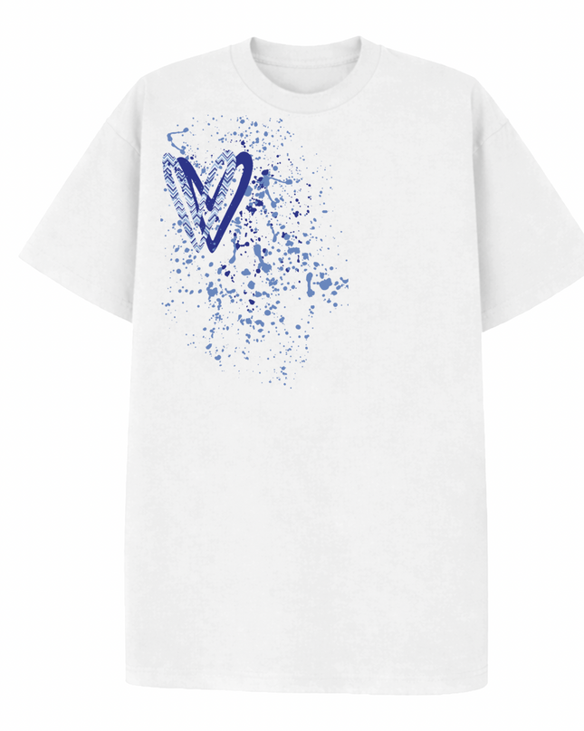 Royal Blue Zig Zag Heart Printed T-shirt Adult