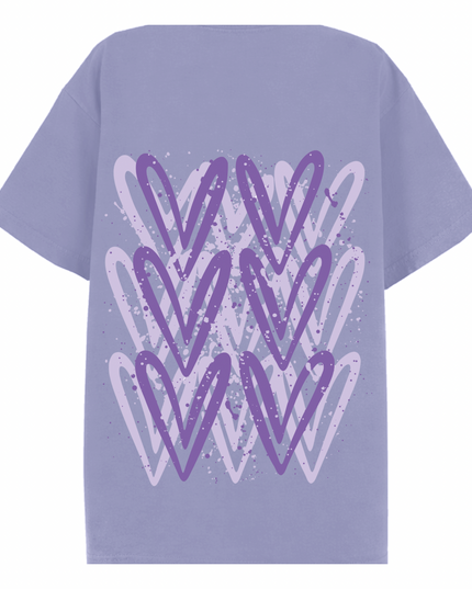 Lilac Heart Printed T-shirt Adult