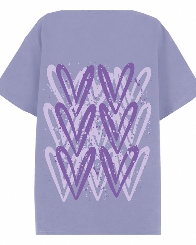 Lilac Heart Printed T-shirt Adult