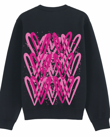 Hot Pink Heart Printed Sweatshirt Adults