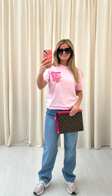 Peace & Love Graffiti T shirt Pink