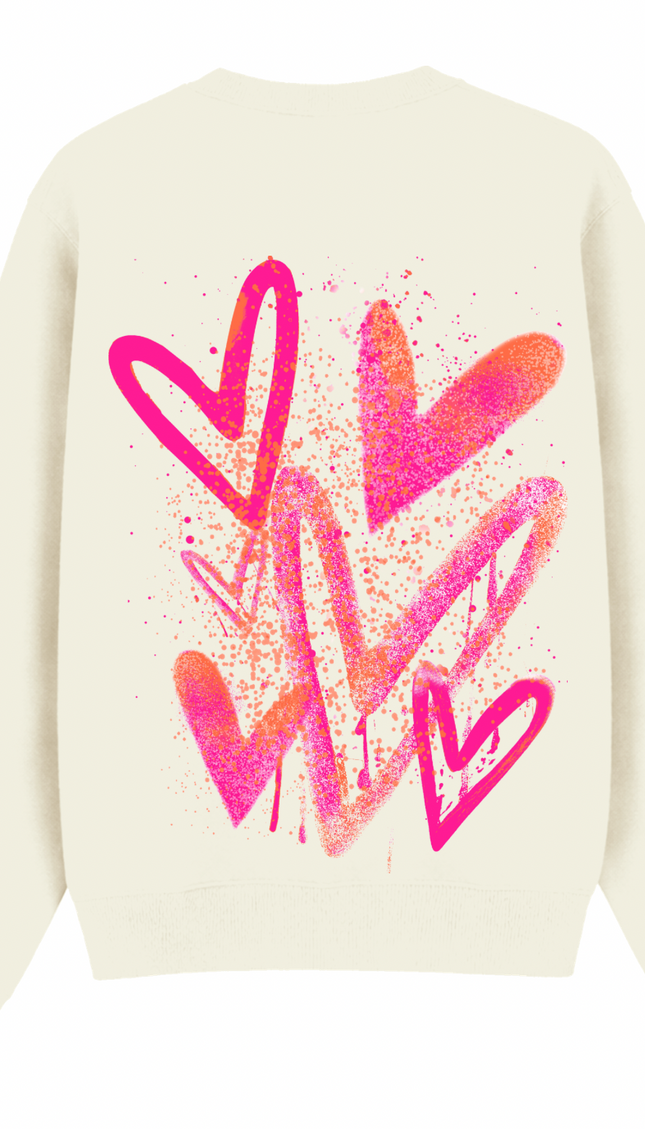 Neon Scatter graffiti heart sweatshirt with spray paint effect print – women's sweatshirt by Miss Runway