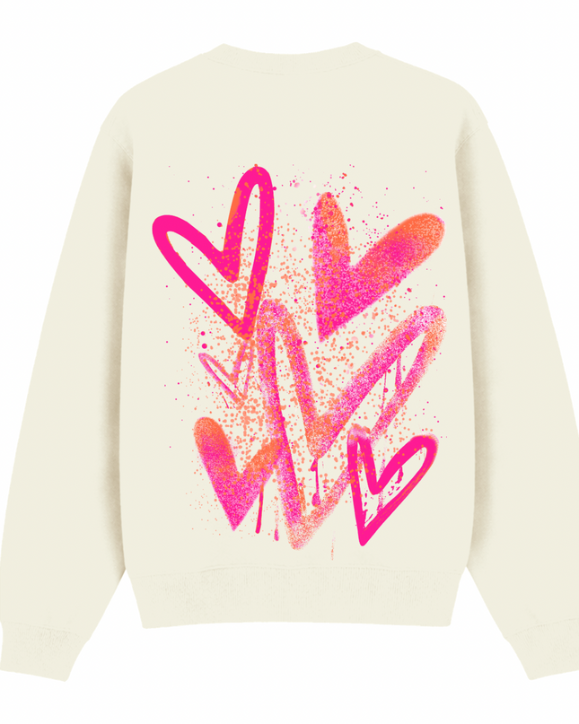 Neon Scatter Heart Printed Sweatshirt Kids
