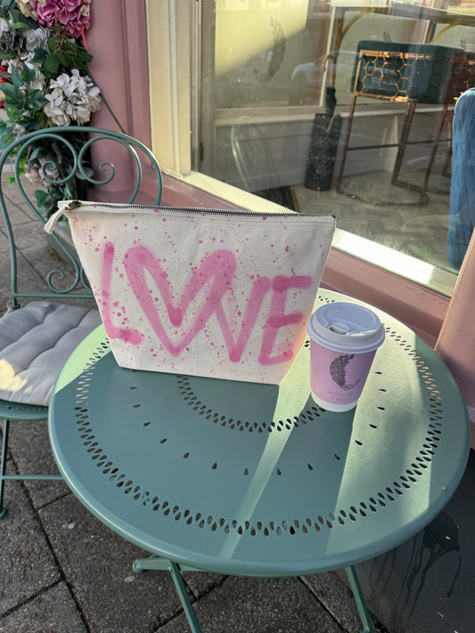 Pink Love Sprayed Toiletry Bag