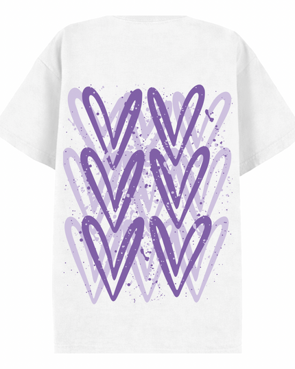 Lilac Heart Printed T-shirt Adult