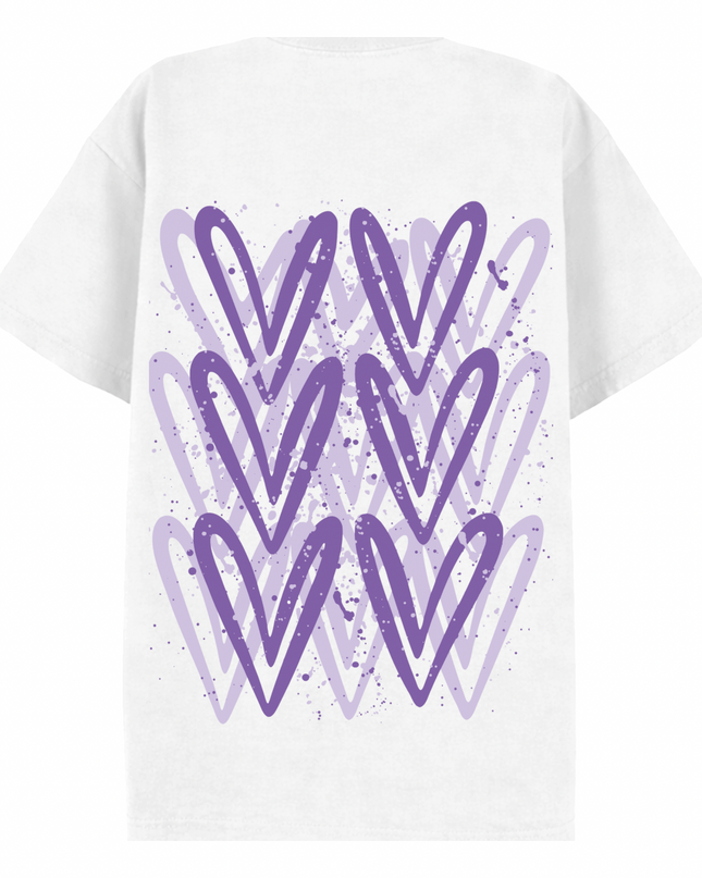 Lilac Heart Printed T-shirt Adult