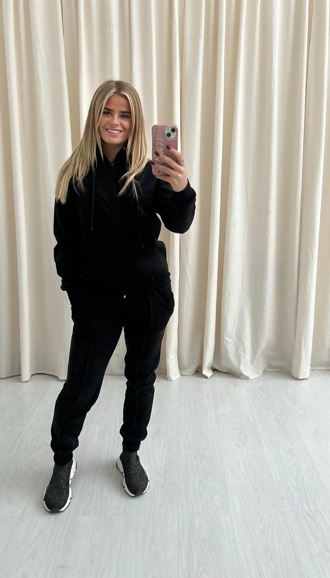 Ladies Full zip regular fit tracksuit Black