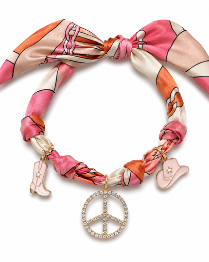 Endless Opulence Bandanna Choker Pink, Orange, Beige