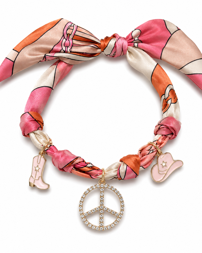 Endless Opulence Bandanna Choker Pink, Orange, Beige