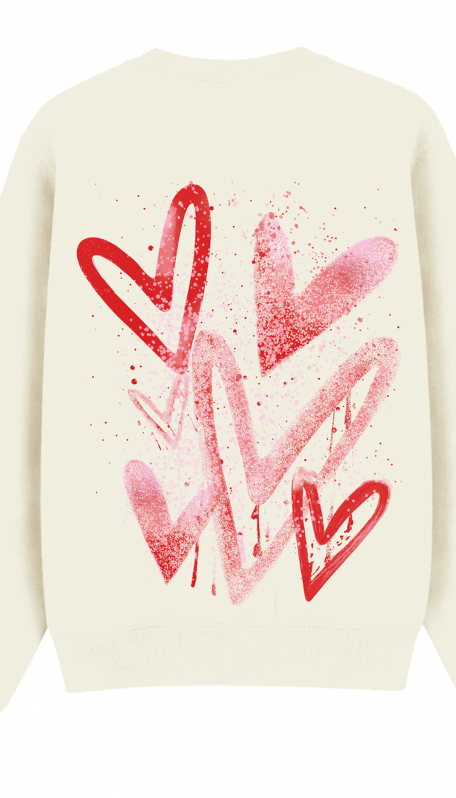 Pink/Red Scatter Heart Printed Sweatshirt – image 5