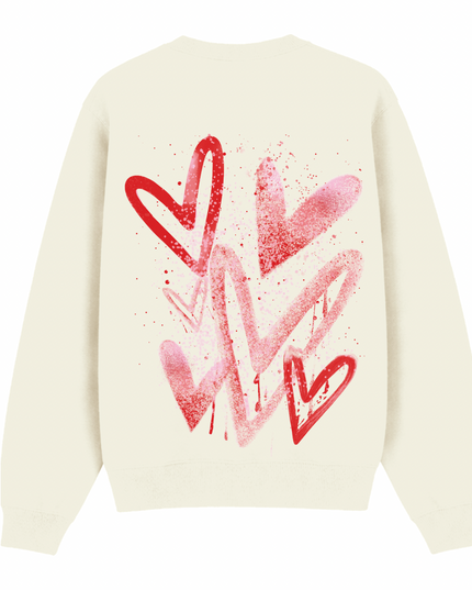 Pink/Red Scatter Heart Printed Sweatshirt Adults