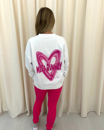 Miss Runway Pink Heart Printed Sweatshirt & Leggings Adults