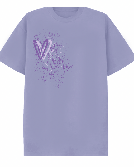 Lilac Heart Printed T-shirt Adult