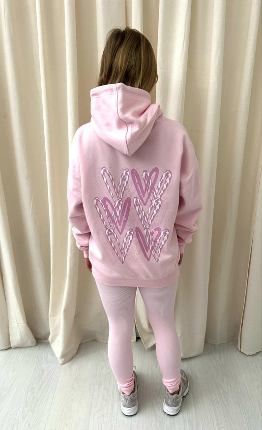 Baby Pink Candy Cane Graffiti Hoodie And Legging Set Pink