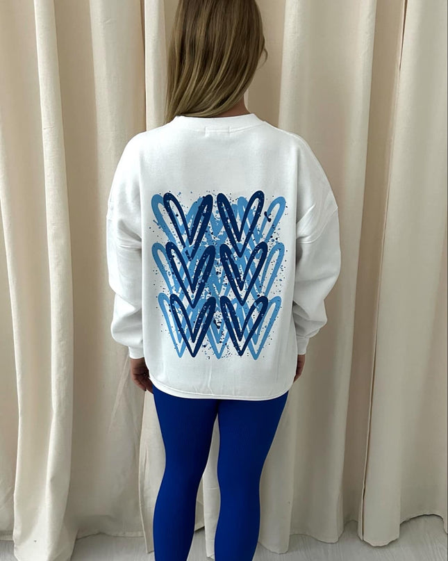 Blue Heart Printed Sweatshirt & Leggings Adults