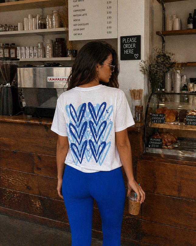 Royal Blue Heart Printed T shirt & Leggings Adults