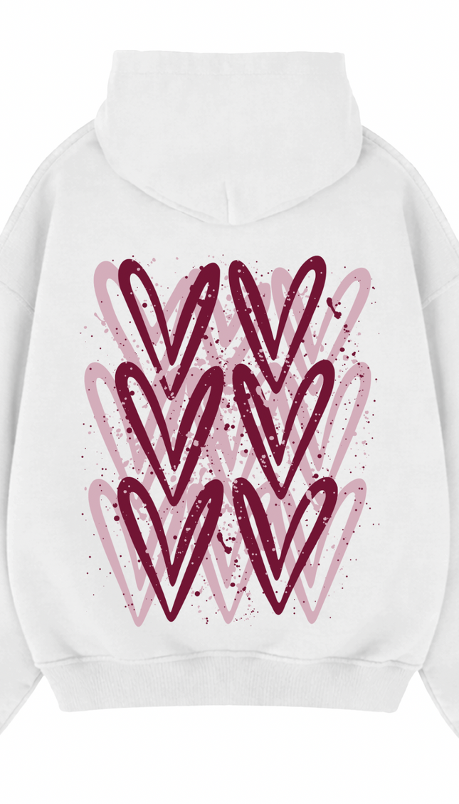 Burgundy Heart Printed Hoodie – image 7